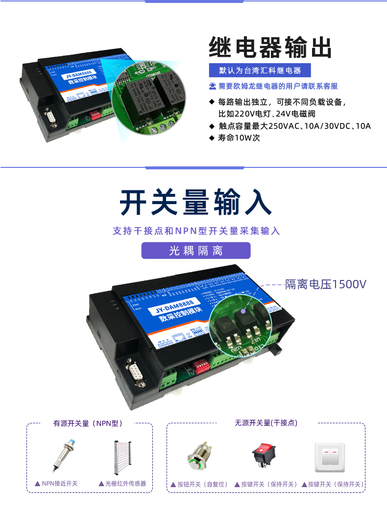 聚英8888系列繼電器智能自控模塊開關(guān)量輸入