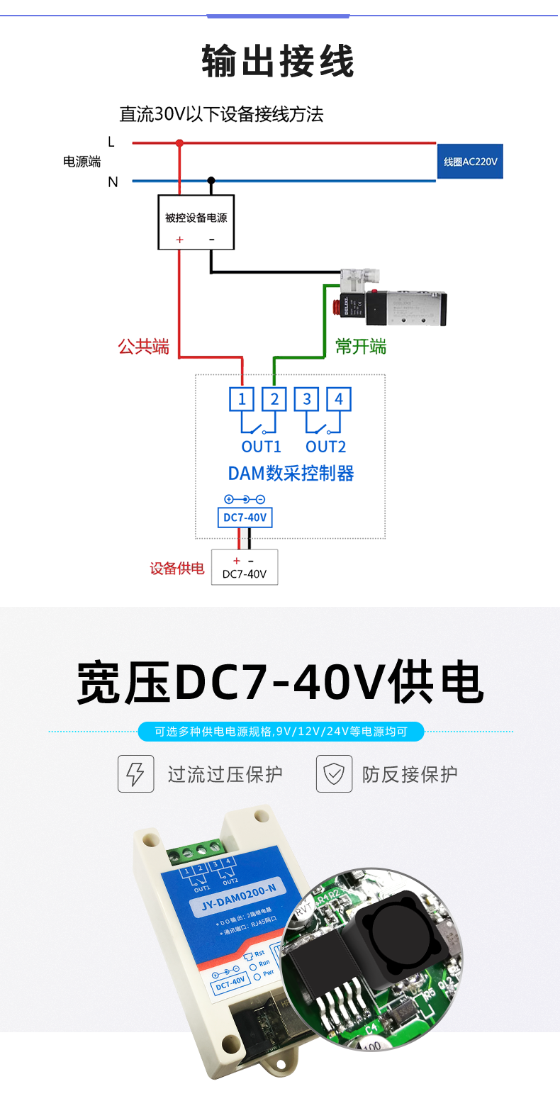 云平臺(tái) DAM-0200-N 遠(yuǎn)程智能控制器輸出接線