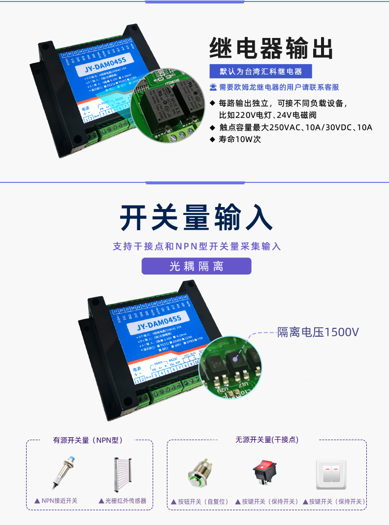 DAM-0455 工業(yè)級(jí)數(shù)采控制器開(kāi)關(guān)量輸入