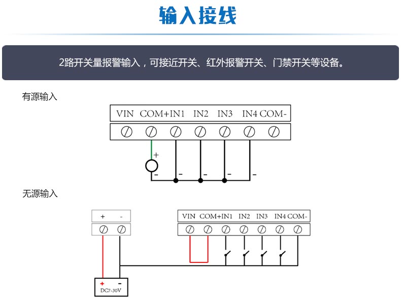 云平臺 GPRS-2204-WS 遠(yuǎn)程控制開關(guān)輸入接線