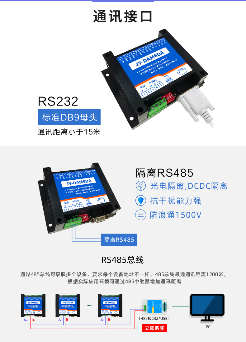 DAM6DA模擬量輸出模塊通訊接口