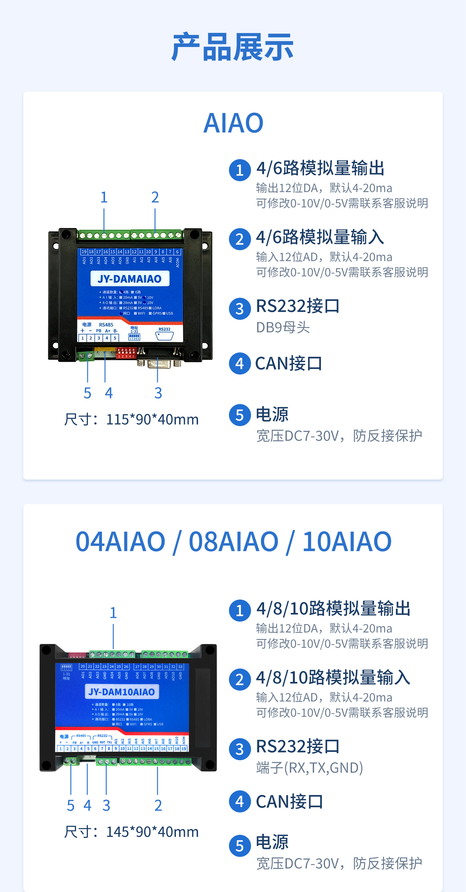 CAN通訊模擬量輸入輸出模塊