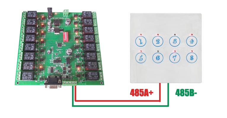 智能按鍵板485通訊接線