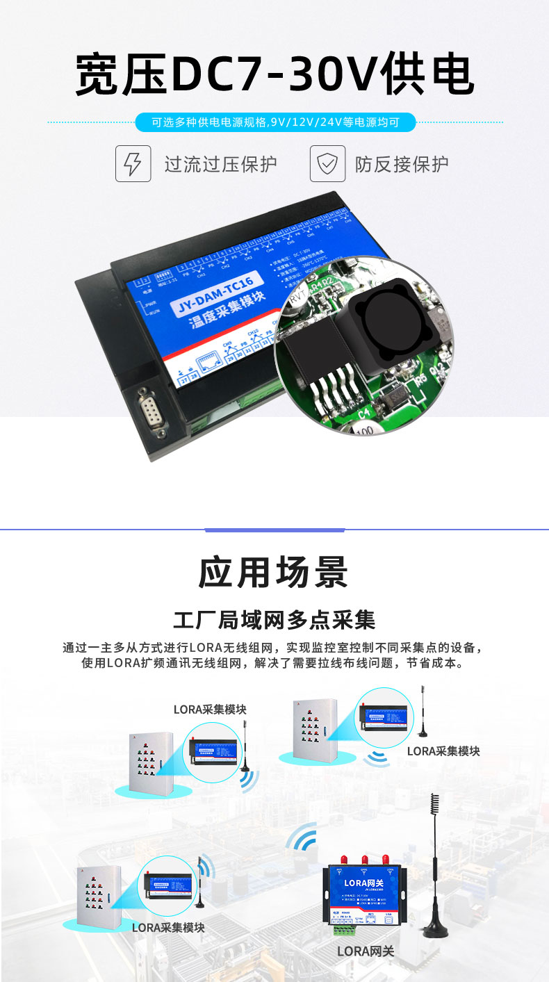 LoRaTC16 LoRa無(wú)線測(cè)溫模塊寬壓供電