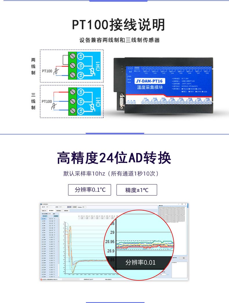 LoRaPT16 LoRa無線測溫模塊接線說明